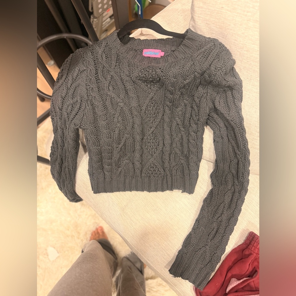 Gray Cable Knit Sweater